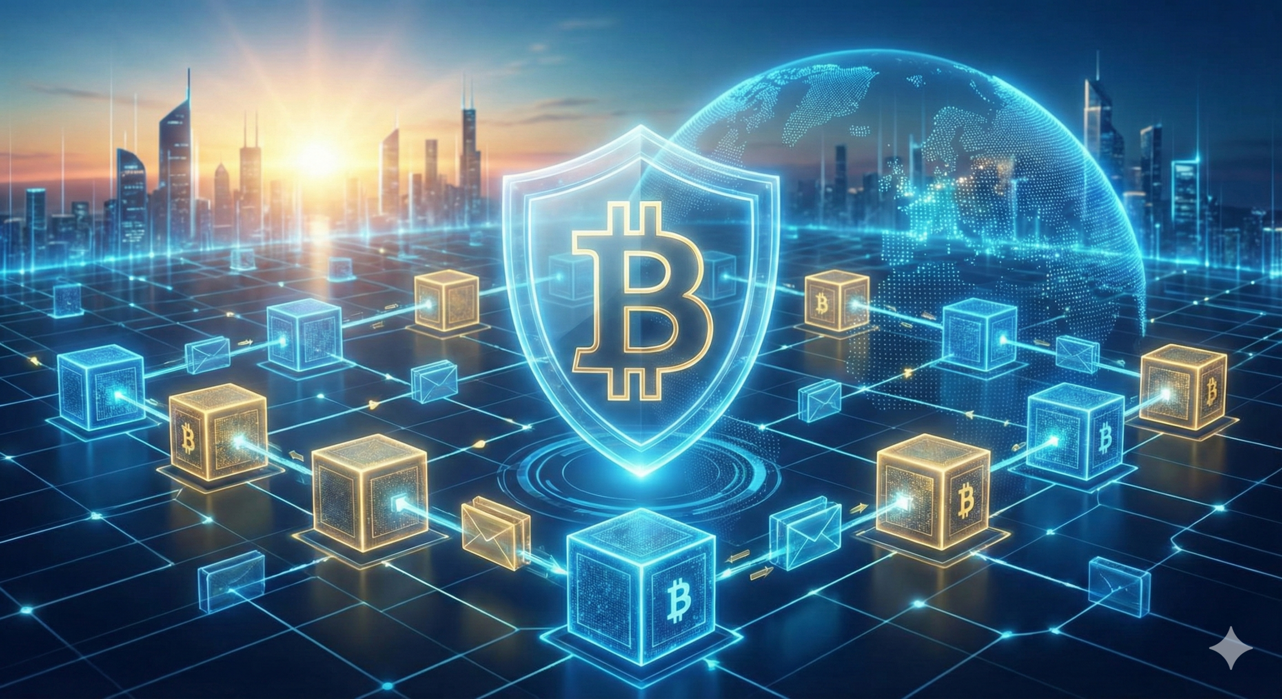 양자 내성 암호(PQC) 기술로 보호받는 미래 비트코인 블록체인 네트워크와 보안 방패