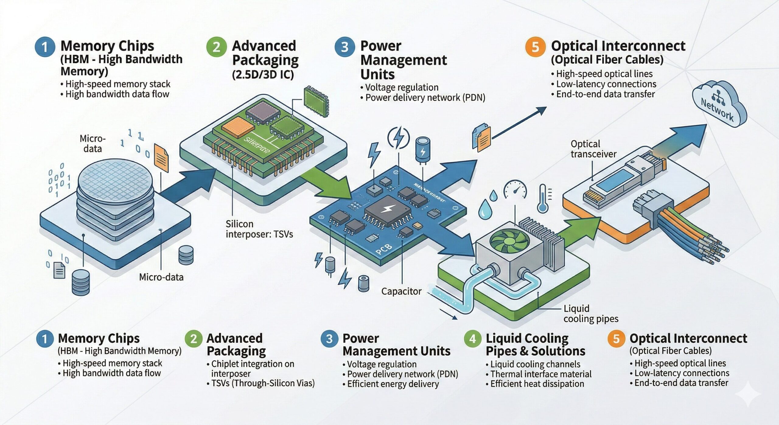 AI 데이터센터 5가지 병목의 상호 연결 구조